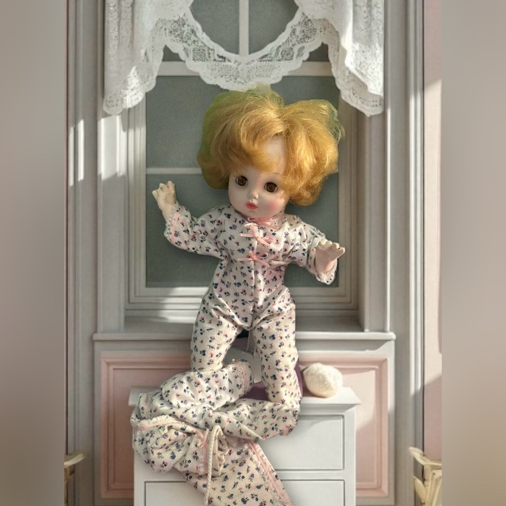 Vintage 1960’s Sleepy eyes Baby Horsman Doll in floral jammies